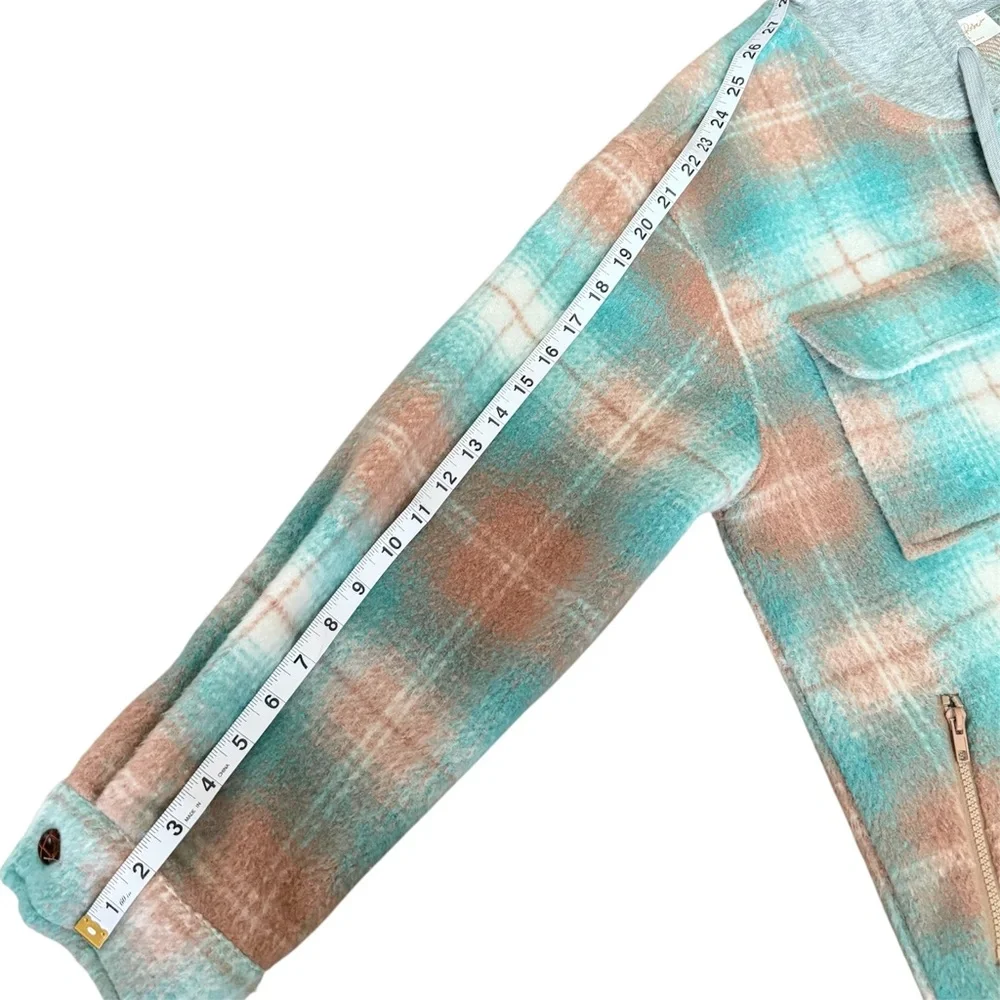 Allie Rose Hooded Plaid Shacket - Size L